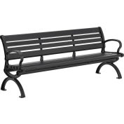 Global Industrial™ 6' Banc de parc en aluminium avec dossier, noir