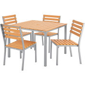 Global Industrial™ 40" Square Resin Outdoor Dining Table & Chair Set, 4 Chairs, Armless