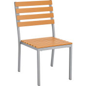Global Industrial Stackable Outdoor Dining Armless Chair, Tan, 4 Pack