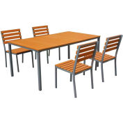 Global Industrial™ 70" Rectangular Resin Outdoor Dining Table & Chair Set, 4 Chairs