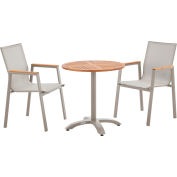 Ensemble de salle à manger en plein air industriel mondial, table ronde en™ teck de 27-1/2 po et fauteuils à élingue 4