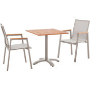 Ensemble de salle à manger en plein air industriel mondial, table carrée en™ bois de teck de 27-1/2 po et fauteuils à élingue 4