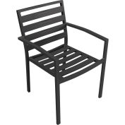 Global Industrial™ Aluminum Slatted Dining Armchair, Black, 4 Pack