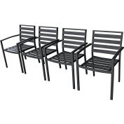 Global Industrial™ Aluminium Slatted Dining Fauteuil, Noir, 4 Pack