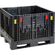 Global Industrial Folding Bulk Shipping Container, 48"Lx45"Wx34"H, 2000 Lb. Capacity, Black