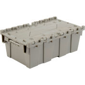 Global Industrial Plastic Attached Lid Shipping and Storage Container 19-5/8x11-7/8x7, Gray