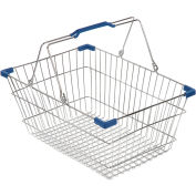 VersaCart ® Wire Shopping Basket 30 Liter With Blue Plastic Grips - Pkg Qty 20