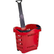 VersaCart ® Plastic Rolling Shopping Basket 43 Liter Red - Pkg Qty 6