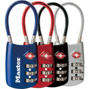Cadenas à combinaison pour bagages accepté par la TSA Master Lock® No. 4688D, 2 po l, couleurs assorties, prix unitaire, qté par paquet : 4