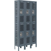Global Industrial Infinity® Double Tier 6 Dr Ventilated Locker, 12"Wx18"Dx36"H, Assembled
