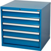 Global Industrial™ Modular Drawer Cabinet, 5 Drawers, w/Lock, 30"Wx27"Dx29-1/2"H, Blue
