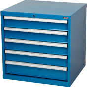 Global Industrial Modular Drawer Cabinet, 5 Drawers, w/Lock, 30"Wx27"Dx29-1/2"H, Blue