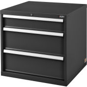 Global Industrial Modular Drawer Cabinet, 3 Drawers, w/Lock, 30"Wx27"Dx29-1/2"H, Black