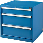 Global Industrial Modular Drawer Cabinet, 3 Drawers, w/Lock, 30"Wx27"Dx29-1/2"H, Blue