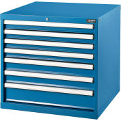 Global Industrial™ Modular Drawer Cabinet, 7 Drawers, w/Lock, 30"Wx27"Dx29-1/2"H, Blue
