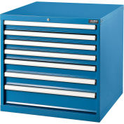 Global Industrial Modular Drawer Cabinet, 7 Drawers, w/Lock, 30"Wx27"Dx29-1/2"H, Blue