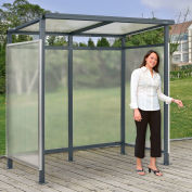 Global Industrial Bus Smoking Shelter Flat Roof W/ Three Sided Open Front 6'5"Wx3'8"Dx7'H Gray