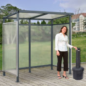Global Industrial Bus Smoking Shelter Flat Roof Open Front W/Blk 5 Gal.Ashtray 6'5"x3'8"x7'