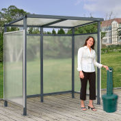 Global Industrial Bus Smoking Shelter Flat Roof 3-Side Green 5 Gal. Ashtray 6'5" x3'8" x7'
