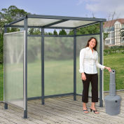 Global Industrial™ Bus Smoking Shelter 3-Side W/GRY 5 Gallon Outdoor Ashtray 6'5"Wx3'8"Dx7'H