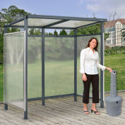 Global Industrial Bus Smoking Shelter 3-Side W/GRY 5 Gallon Outdoor Ashtray 6'5"Wx3'8"Dx7'H