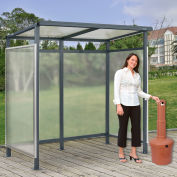 Global Industrial Bus Smoking Shelter Flat Roof 3-Side Open Front W/5 Gal.Ashtray 6'5"x3'8"x7'