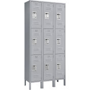 Global Industrial™ Infinity® 3-Tier 9 Door Locker, 36 » L x 15"P x 78"H, gris, assemblé