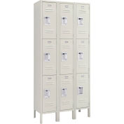Global Industrial Infinity® Triple Tier 9 Door Locker, 12"Wx15"Dx24"H, Tan, Unassembled