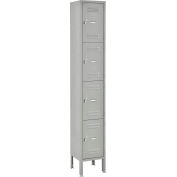 Global Industrial Infinity® Four Tier 4 Door Lockers, 12"Wx18"Dx18"H, Gray, Assembled