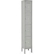 Global Industrial™ Four Tier 4 Door Box Locker, 12"Wx15"Dx18"H, Gray, Unassembled