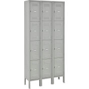 Global Industrial Four Tier 12 Door Box Lockers, 12"Wx18"Dx18"H, Gray, Assembled