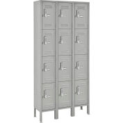Global Industrial 4-Tier 12 Door Digital Box Locker, 12"W x 15"D x 18"H, Gray, Assembled