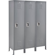 Global Industrial Infinity® Single Tier 3 Door Locker, 18"Wx18"Dx72"H, Gray, Unassembled