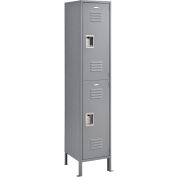 Global Industrial™ Infinity® 2-Tier 2 Door Locker, 15 » L x 18"P x 78"H, gris, assemblé