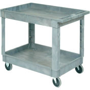 Global Industrial™ Standard Tray Top Plastic Utility Cart, 2 Shelf, 40"Lx26"W, 5 » Casters, Gray