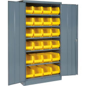 Global Industrial Locking Storage Cabinet 36x18x72, 24 YL Stacking Bins, 6 Shelf Unassembled