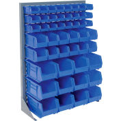 Global Industrial Singled Sided Louvered Bin Rack 35 x 15 x 50 - 42 Blue Premium Stacking Bins