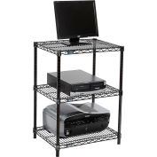 Nexel™ 3-Shelf Black Wire Shelf Printer Stand, 24"W x 18"D x 34"H