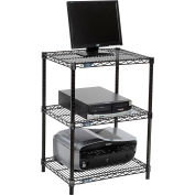 Nexel™ 3 tablettes fil noir tablette imprimante Stand, W 24" x 18 « P x 34" H