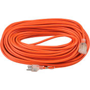 Global Industrial™ 100 Ft. Outdoor Extension Cord w/ Lighted Plug, 16/3 Ga, 10A, Orange