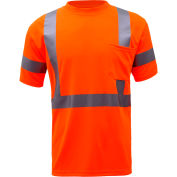 GSS Safety 5008, Class 3, Hi-Viz Moisture Wicking Birdseye Short Sleeve T-Shirt, Orange, 3XL Tall