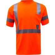 GSS Safety 5008, Class 3, Hi-Viz Moisture Wicking Birdseye Short Sleeve T-Shirt, Orange, 2XL Tall