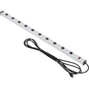 Global Industrial™ Aluminum Power Strip W/ 10 Outlets & 15' Long Cord, Silver