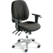 Chaise interion® multifonction avec le milieu du dos, bras réglables, tissu, siège noir/base argentée