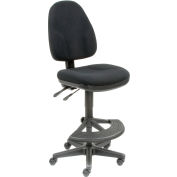 Interion® Tabouret de travail - Tissu - 180 pieds - Noir