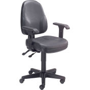 Interion® Task Chair With Mid Back & Adjustable Arms, Leather, Black