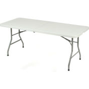 Interion® table en plastique pliant en deux, 30 » x 72 », Blanc