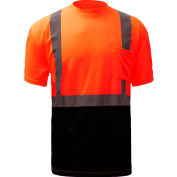 GSS Safety 5112, Class 2, Microfiber Birdseye Short Sleeve T-Shirt W/ Black Bottom, Orange, L