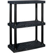 Structural Plastic Vented Shelving, 36"W x 16"D x 51"H, Black