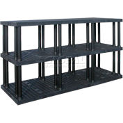 Structural Plastic Vented Shelving, 96"W x 36"D x 51"H, Black